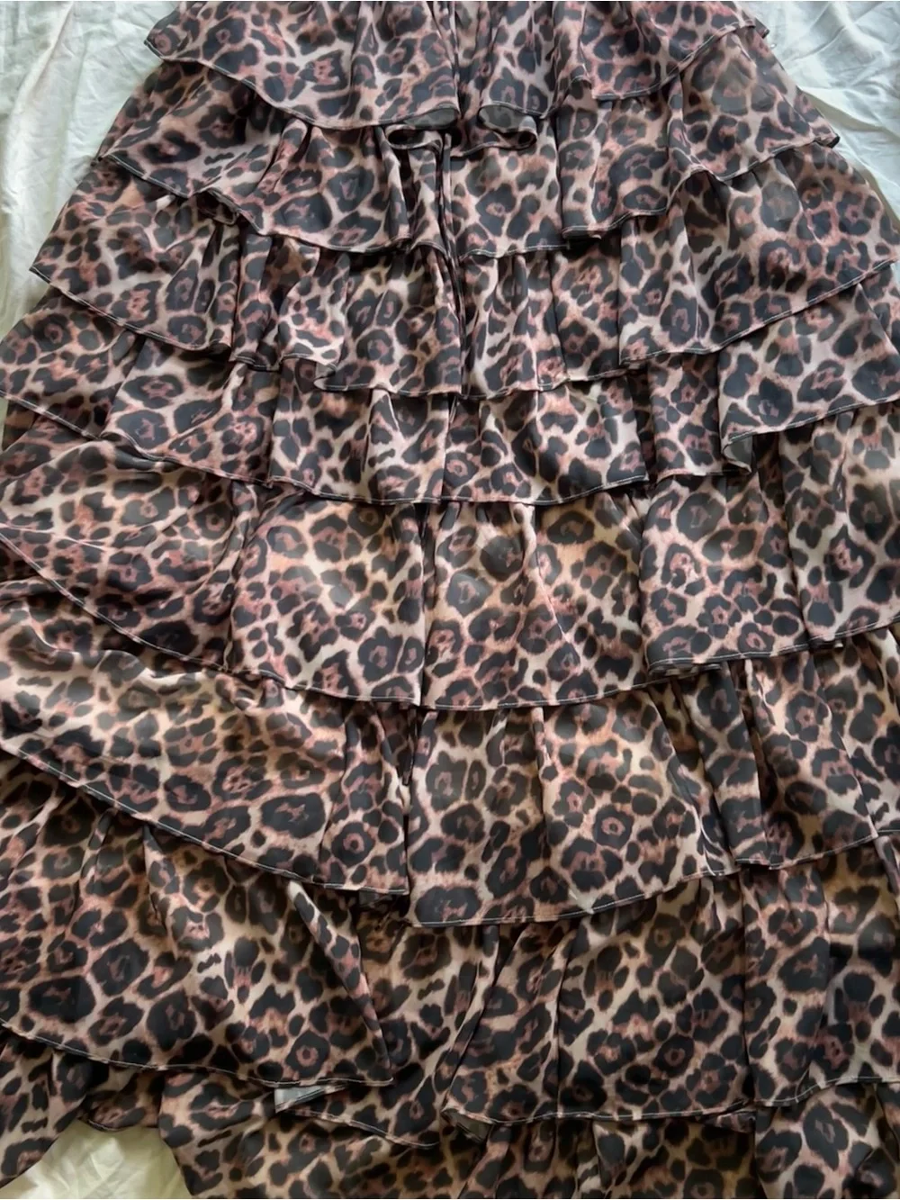 Leopard Print Ruffled Maxi Dress for Girls - Brown
